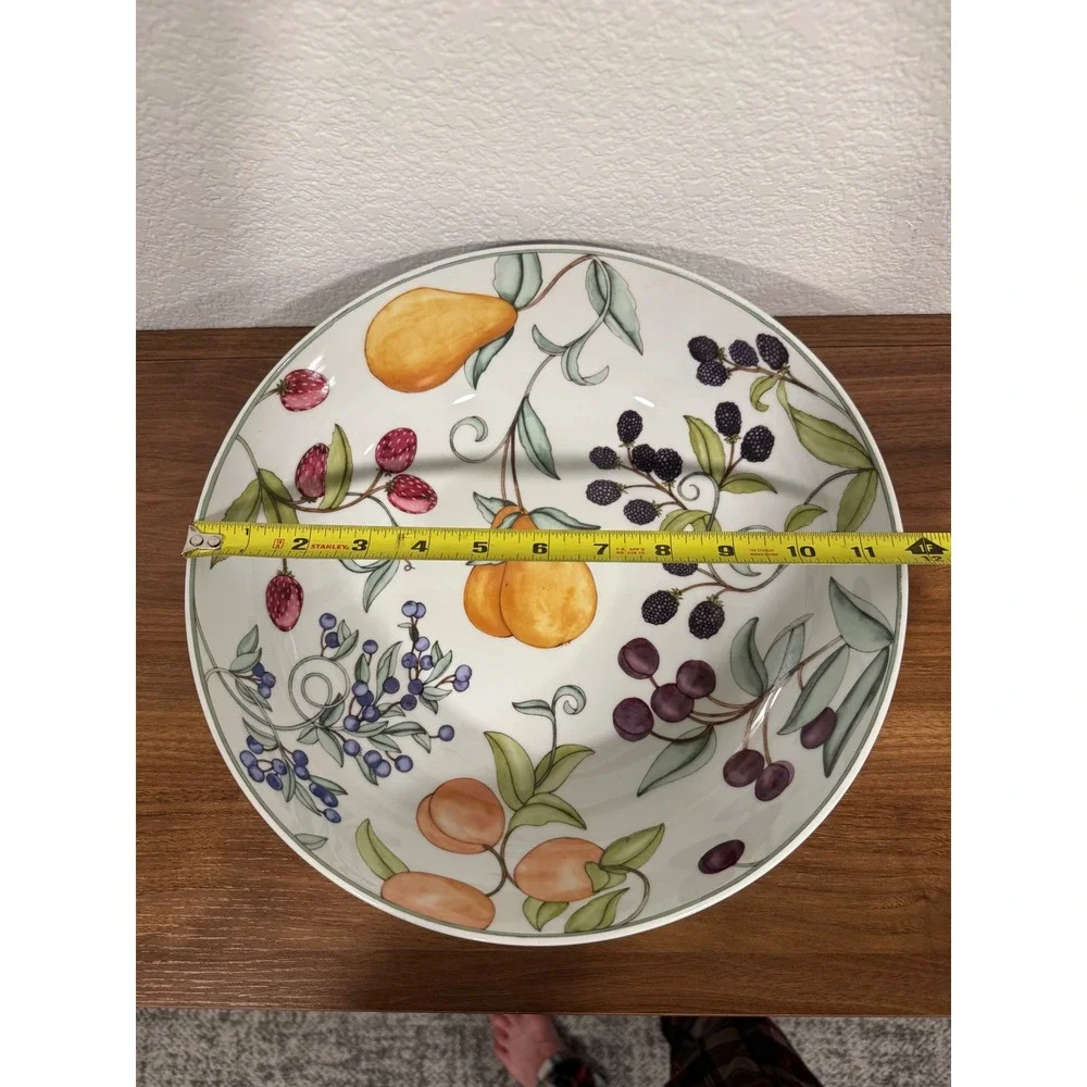 Vintage Dansk Umbrian Fruits Porcelain Large Serving Bowl 11.5x3 Portugal‎